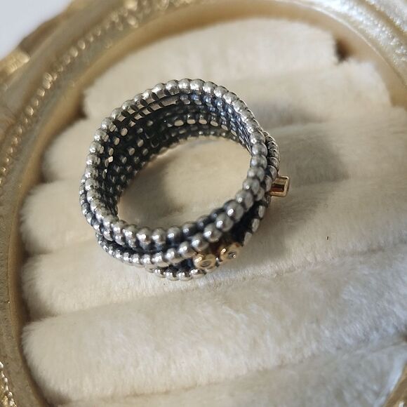 Retired Pandora Sterling Silver 14K Natural Diamond Ring Size 7.5 - Picture 3 of 4